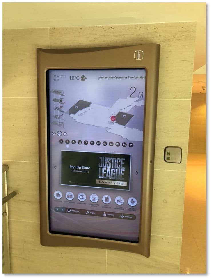 ELEMENTS mall interactive e-Wayfinding directory with 'Take Me There' routing